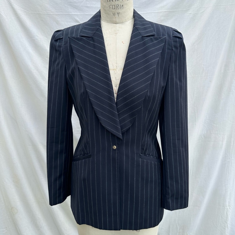 Escada Dark Blue Striped Blazer